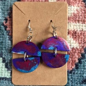Marbled Bi Pride Split Circle Resin Earrings